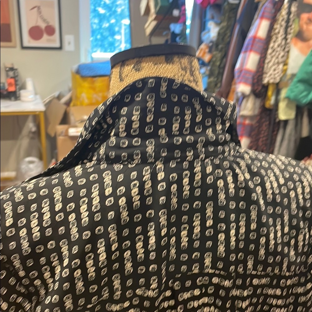 Black and cream print Women's shirt Dress - Picture 8 of 8